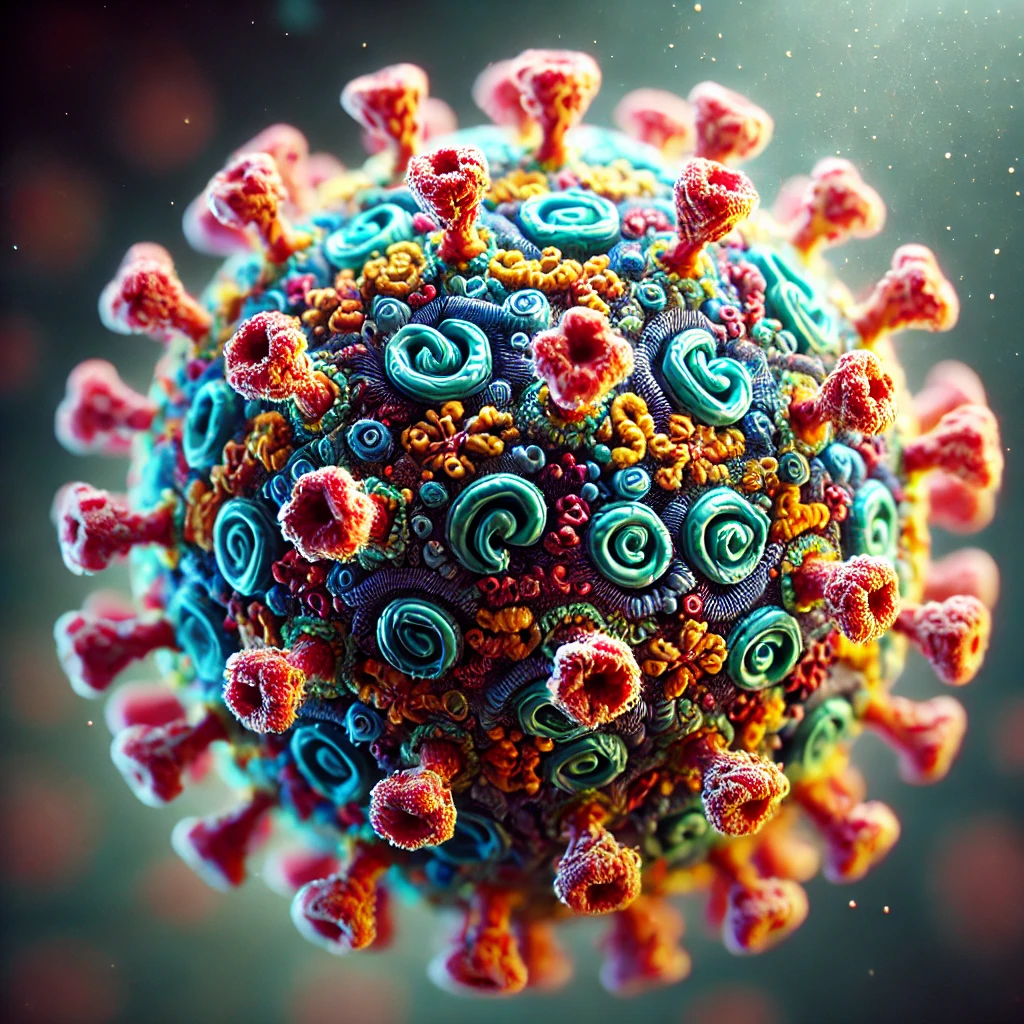 독감 바이러스를 세밀하게 표현한 4K 렌더링