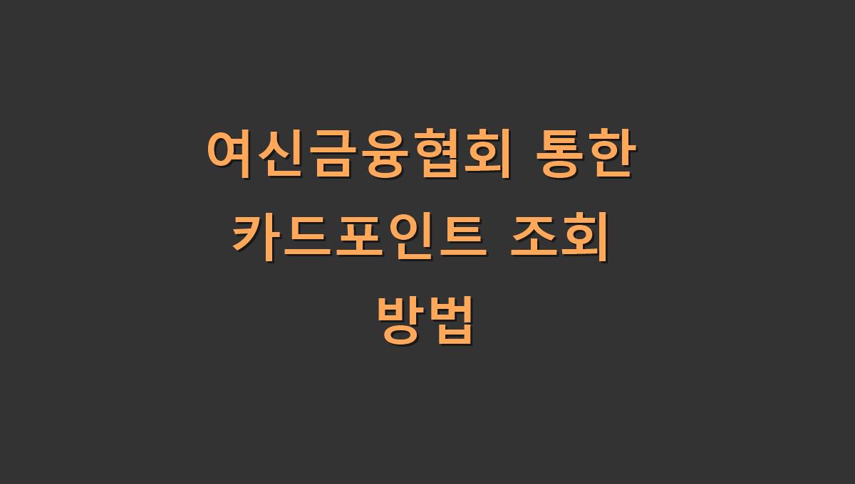 여신금융협회 통한 카드포인트 조회 방법