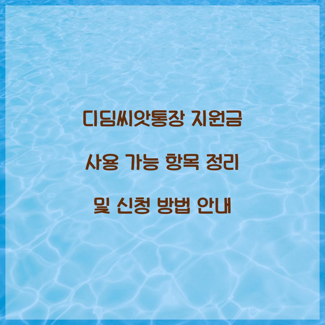 디딤씨앗통장 지원금 사용 가능 항목 정리