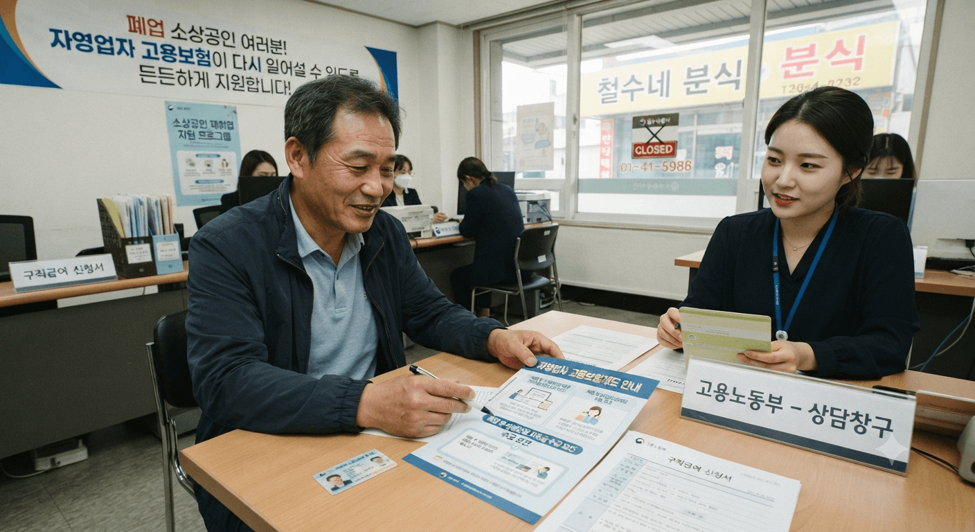폐업했지만 자영업자 고용보험을 통해 혜택받는 소상공인