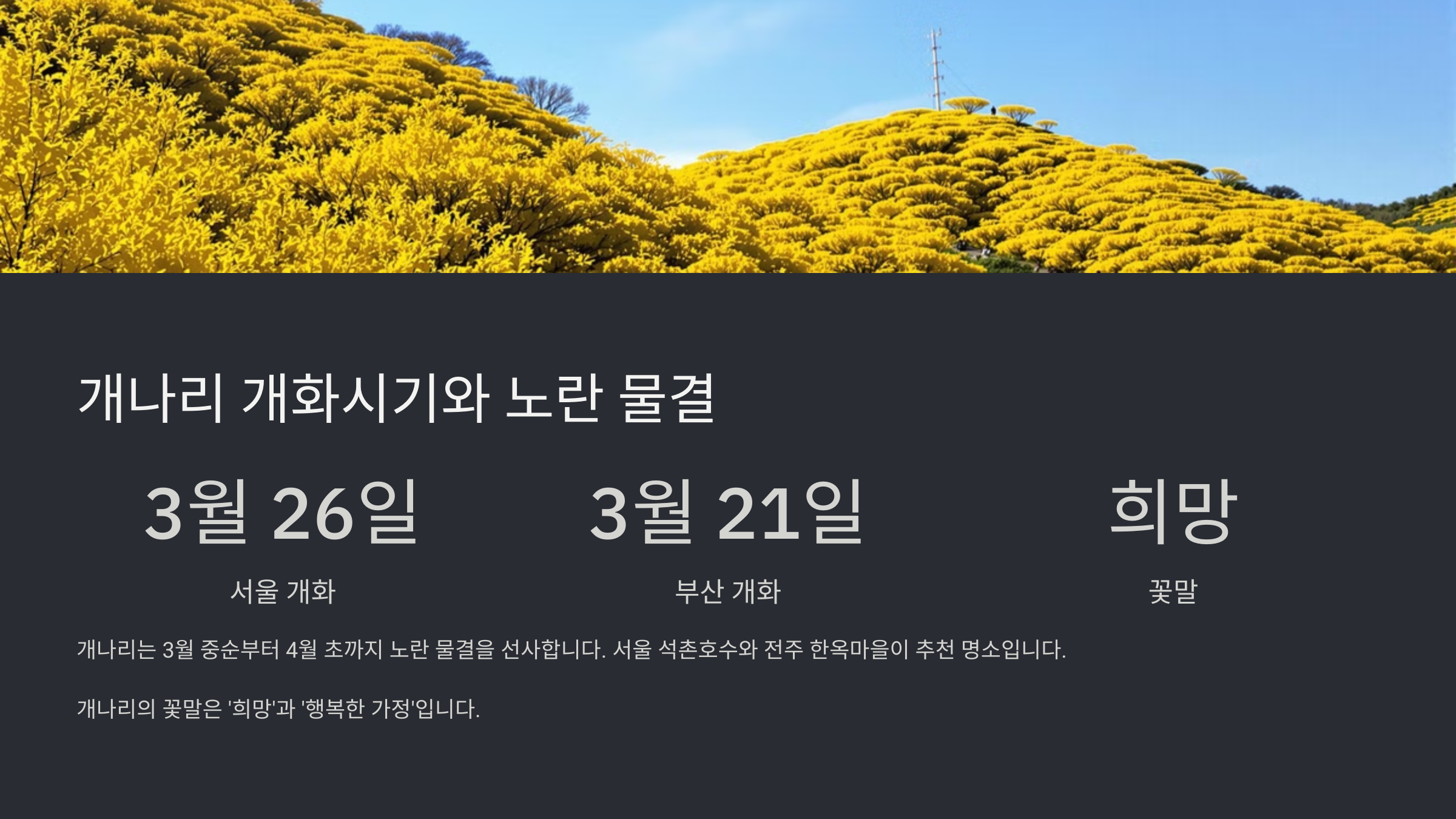 봄꽃 개화시기와 아름다운 명소