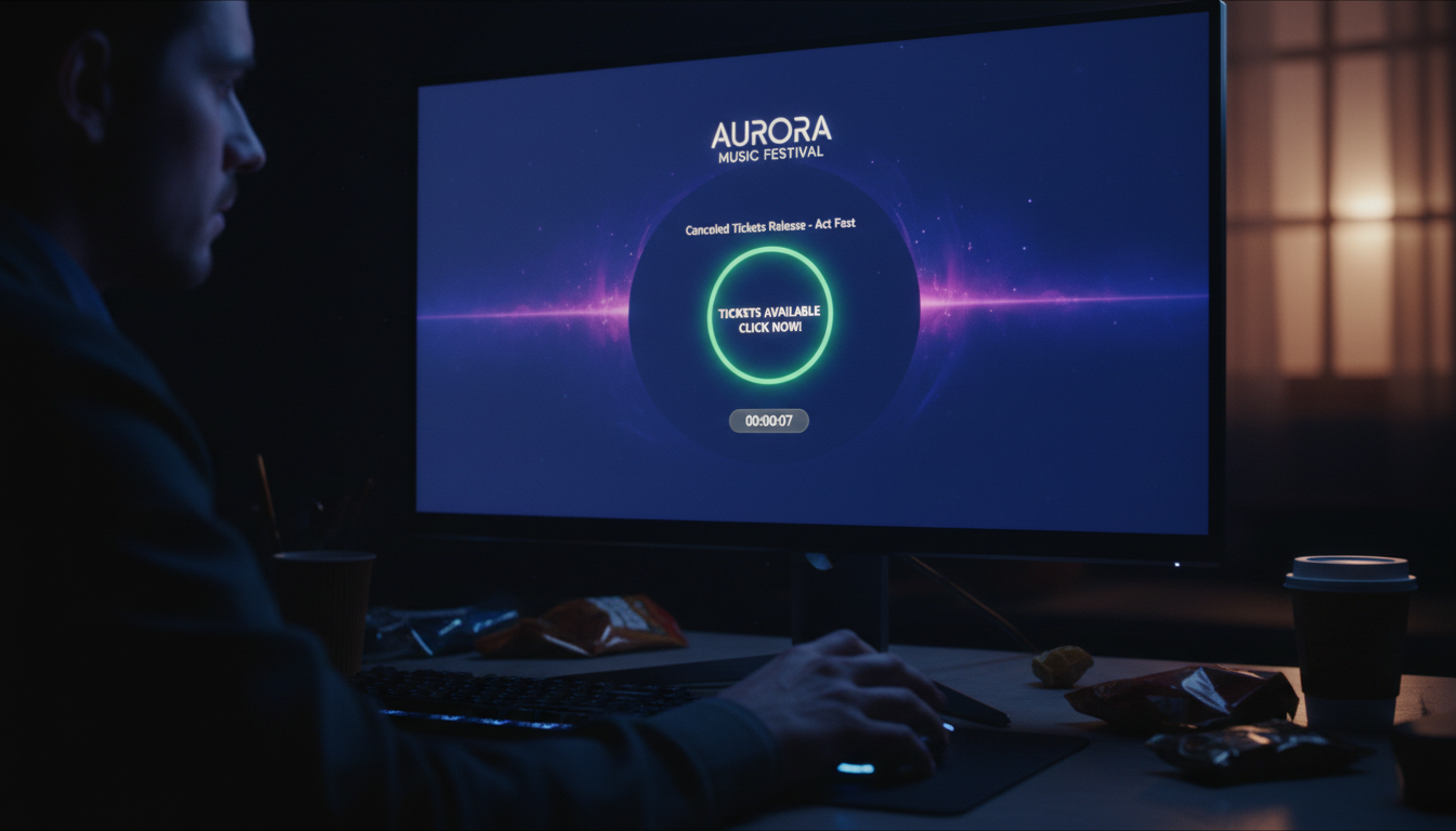 심야 시간대 낙화축제 취소표(취켓팅) 예매를 위해 긴장감 속에 컴퓨터 마우스를 클릭하는 모습