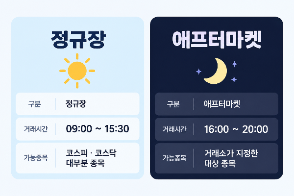 정규장과 애프터마켓 비교