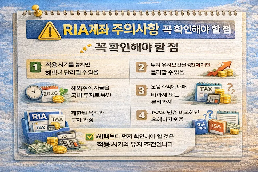 RIA계좌 주의사항과 체크포인트 정리 이미지