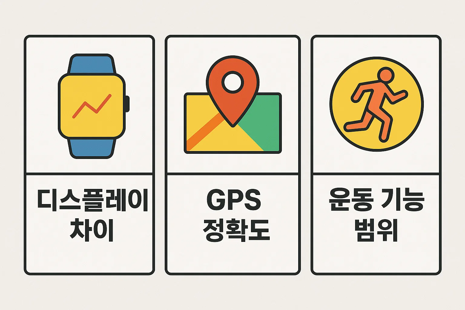 가민 스마트워치 965와 265 모델의 GPS 정확도, 디스플레이, 운동 기능 범위 등을 비교한 2025 핵심 정리 인포그래픽
