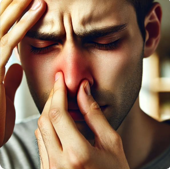 축농증으로 괴로워하는 남자