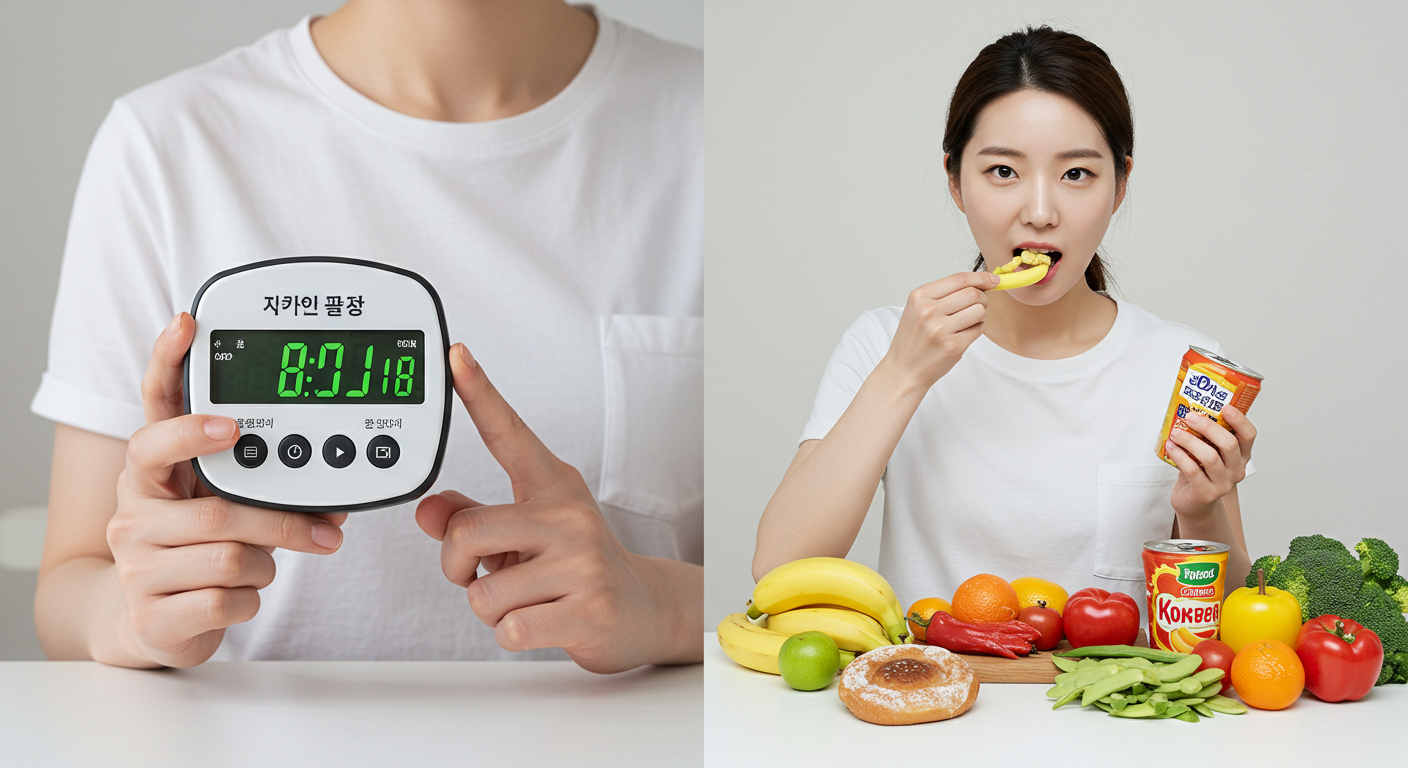 단식 시간은 잘 지키지만 식사 시간에 건강하지 않은 음식을 먹는 한국인, 간헐적 단식 실패 원인을 시각화.