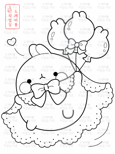 풍선몰랑이 색칠공부도안-무료색칠공부도안-흑백 선으로 이루어진 그림