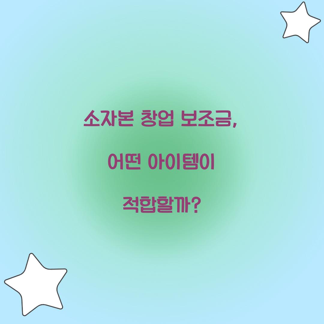 소자본 창업 보조금