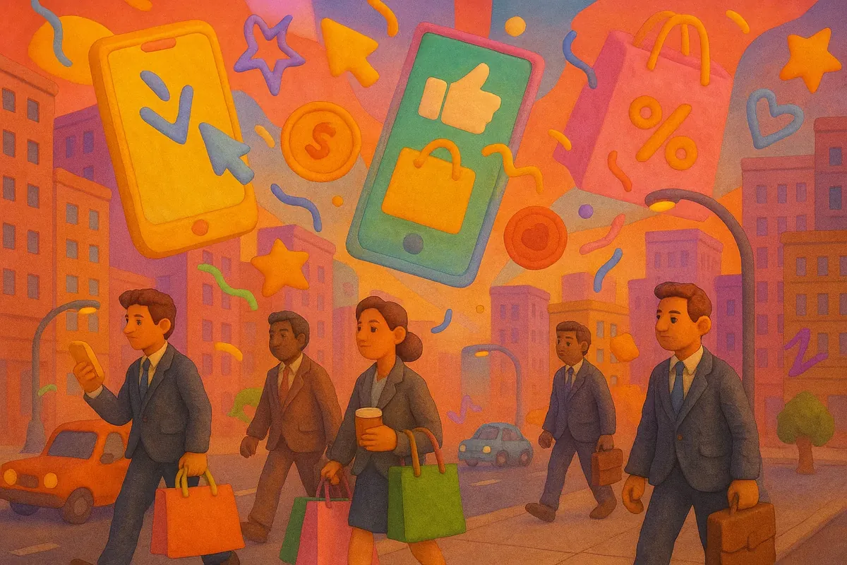 도시 속 온라인 쇼핑 일러스트