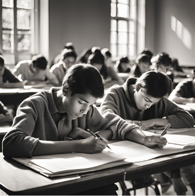 시험을 보는 학생들