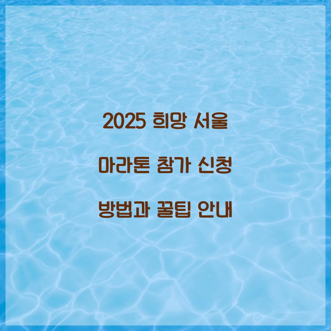 2025 희망 서울 마라톤 참가 신청