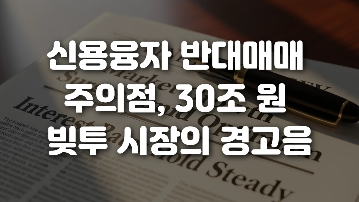 신용융자 반대매매 주의점 30조 원 빚투 시장의 경고음