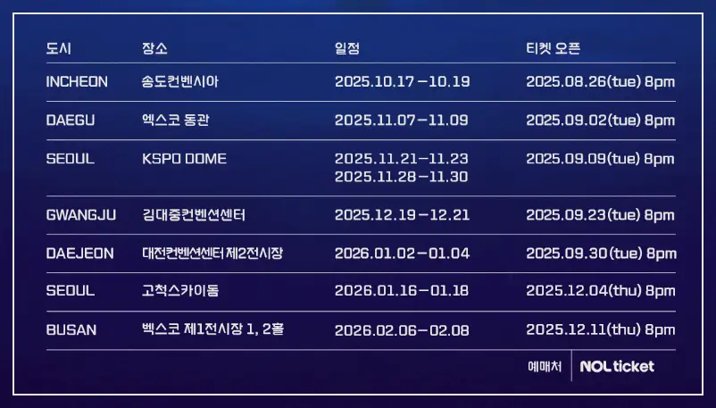 지역별 공연 일정