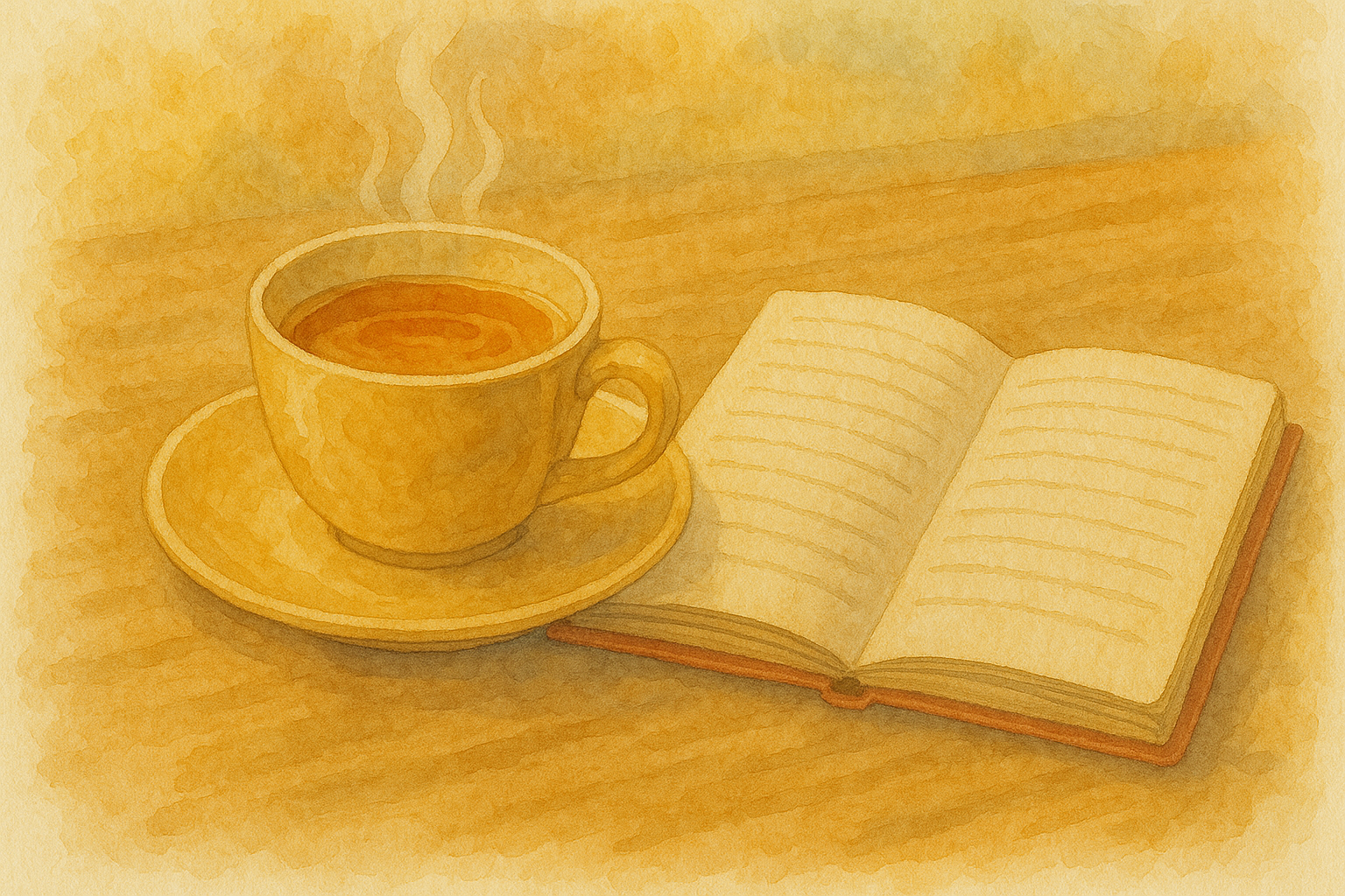 따뜻한 차와 노트북