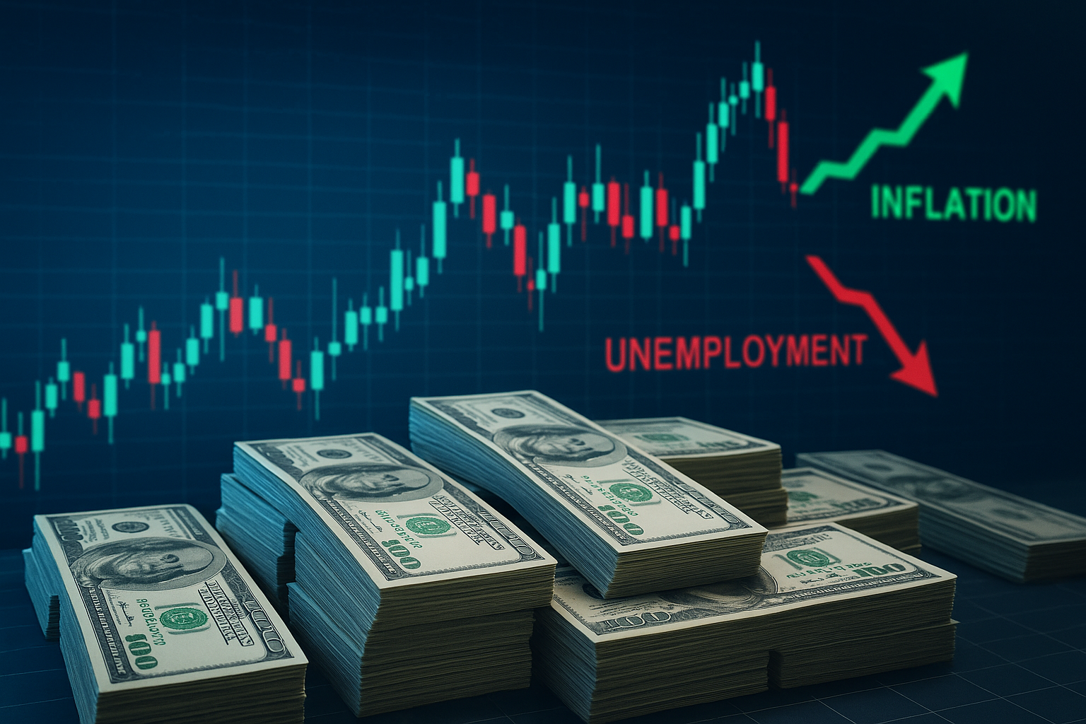 미국 달러와 경제그래프