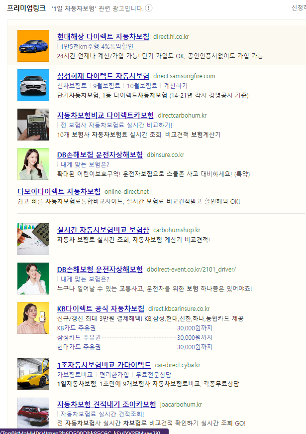 1일 자동차보험 광고