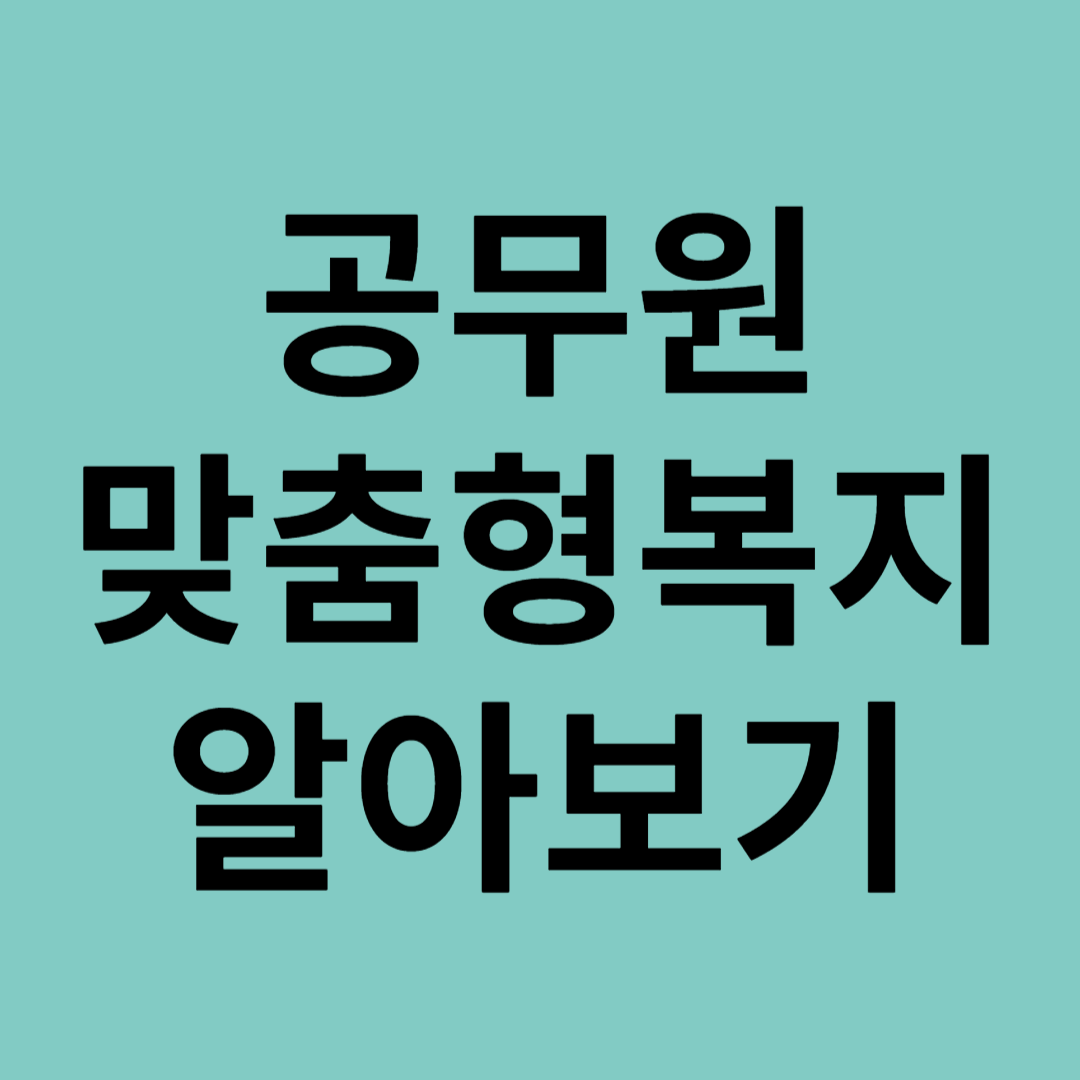 공무원맞춤형복지알아보기