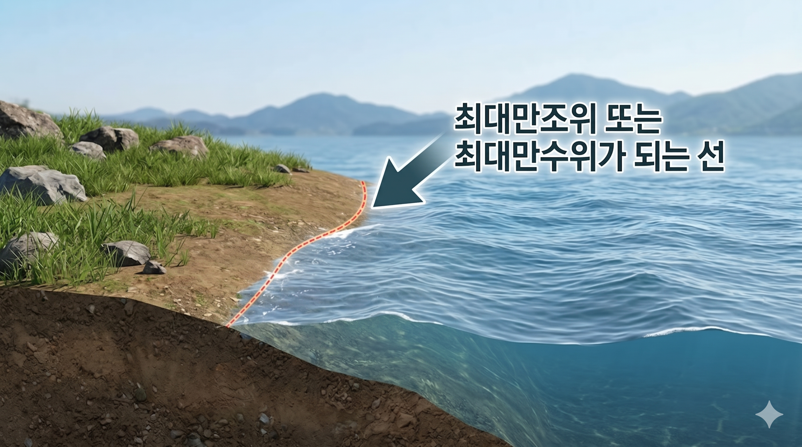 최대만조위 또는 최대만수위가 되는 선