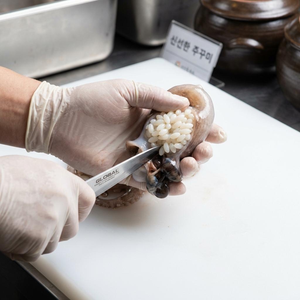 3월 알 꽉 찬 주꾸미 머리 터지지 않게 손질하기