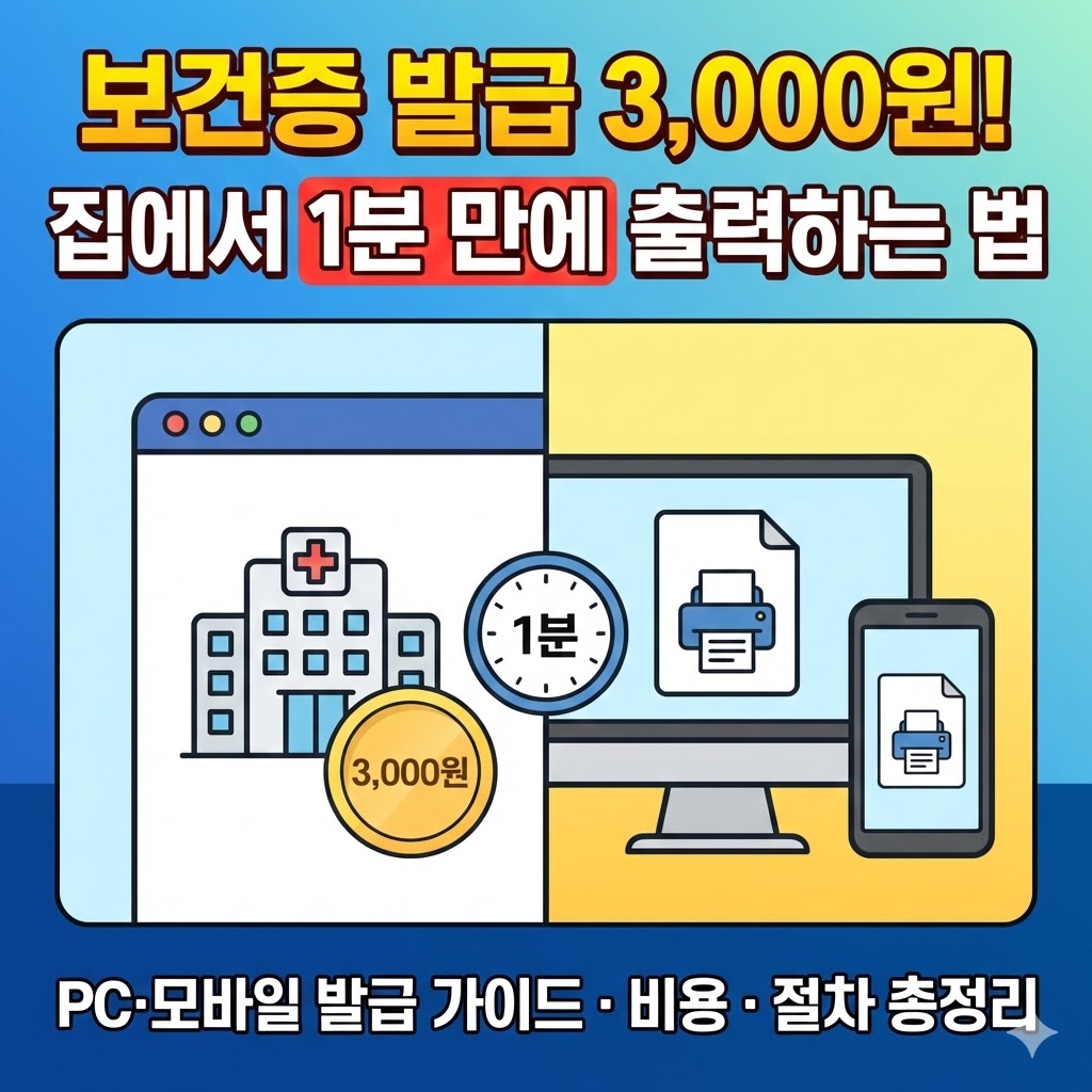 2026년 건강진단결과서(보건증) 발급 비용 및 보건소와 일반 병원 비교표 요약