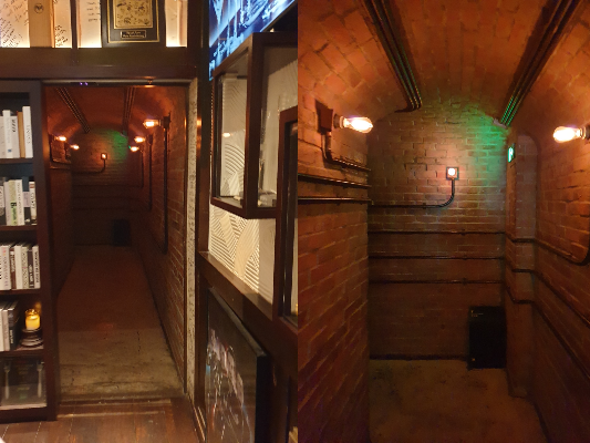 왼쪽 사진처럼 책장이 열리면 내부 통로가 나온다.