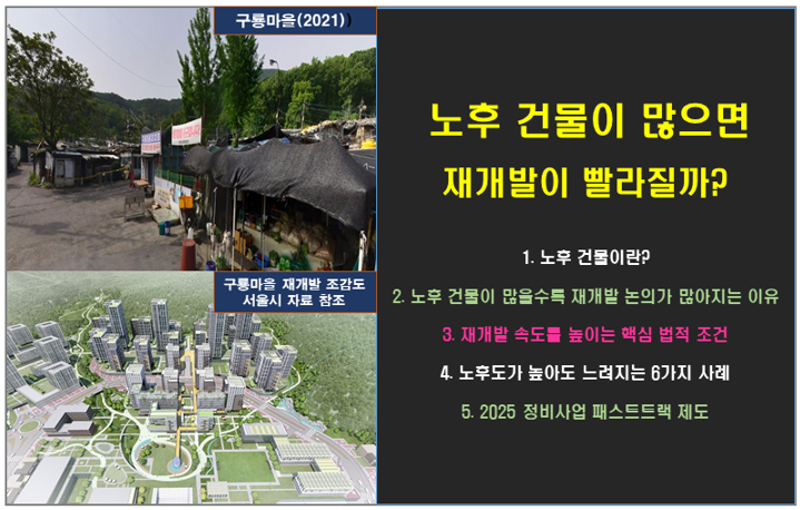 노후 건물이 많으면 재개발이 빨라질까? 2025 패스트트랙 도입