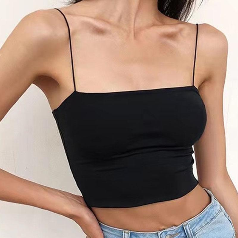 크롭 끈나시 브라탑 심리스 탱크탑 캡나시 튜브탑