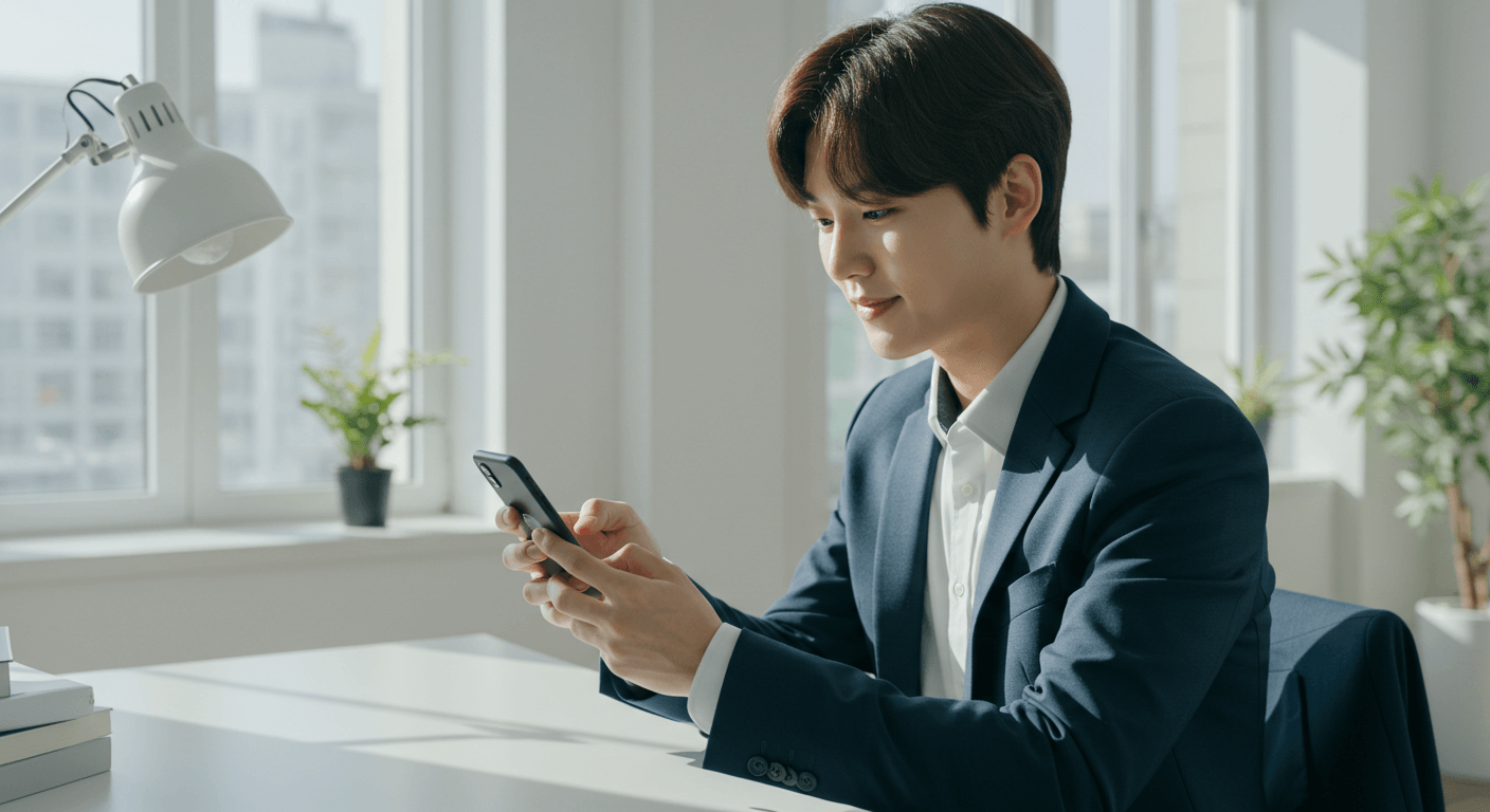 한국인이 스마트폰으로 해외 주식 계좌를 개설하는 장면 2