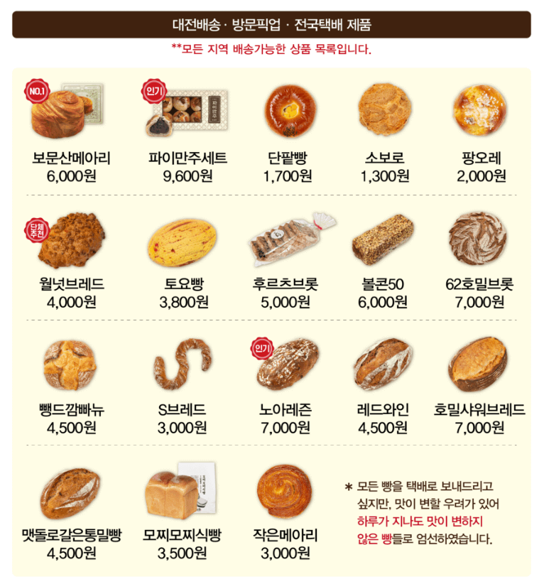 성심당 전국 택배 상품