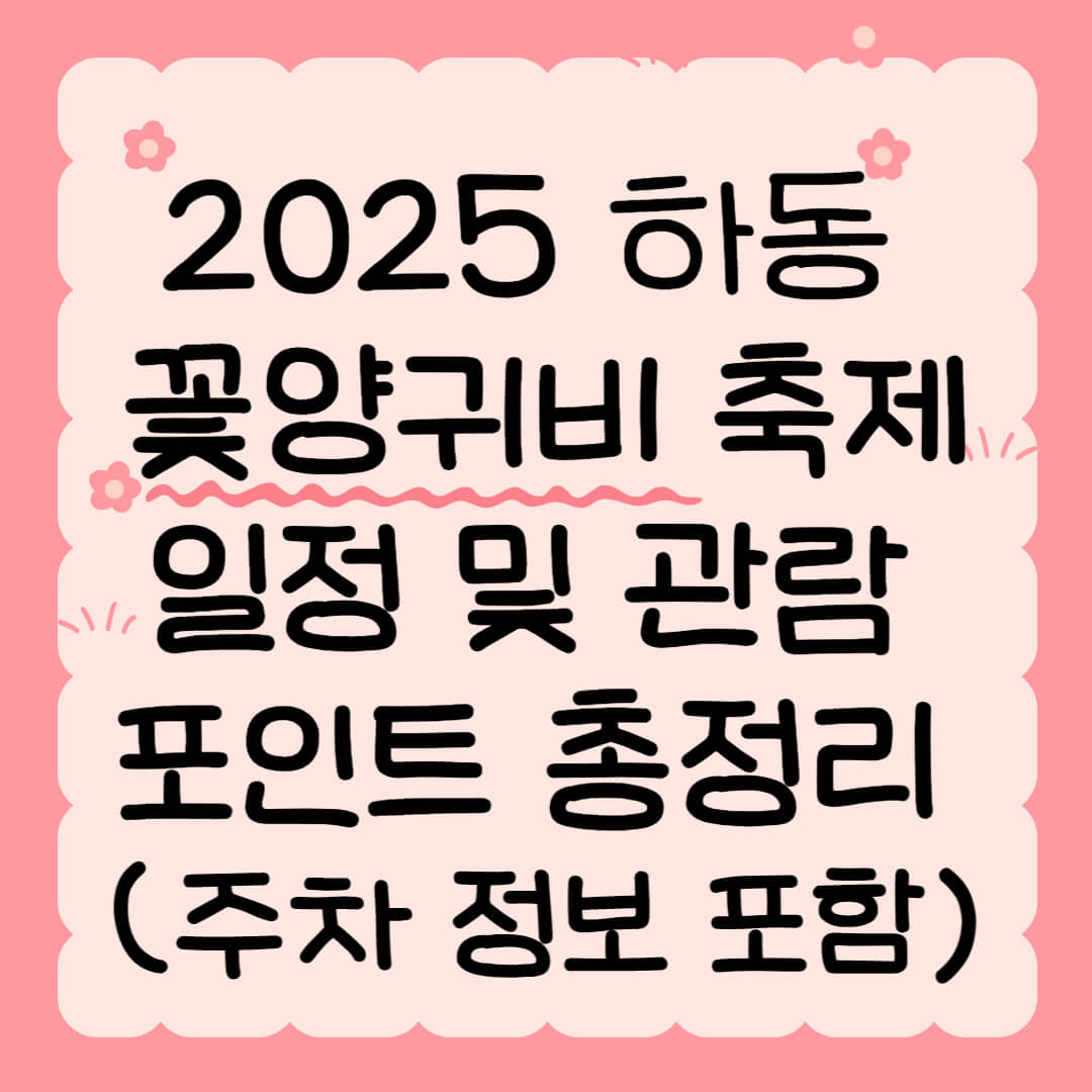 2025 하동 꽃양귀비 축제 일정 및 관람 포인트 총정리 (주차 정보 포함)