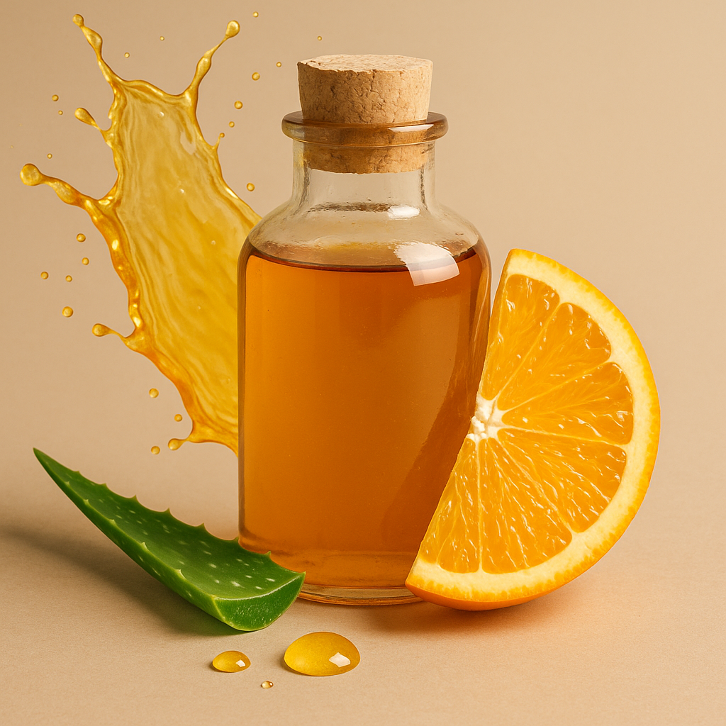 비타민 C, 알로에, 오렌지 조각이 담긴 이미지