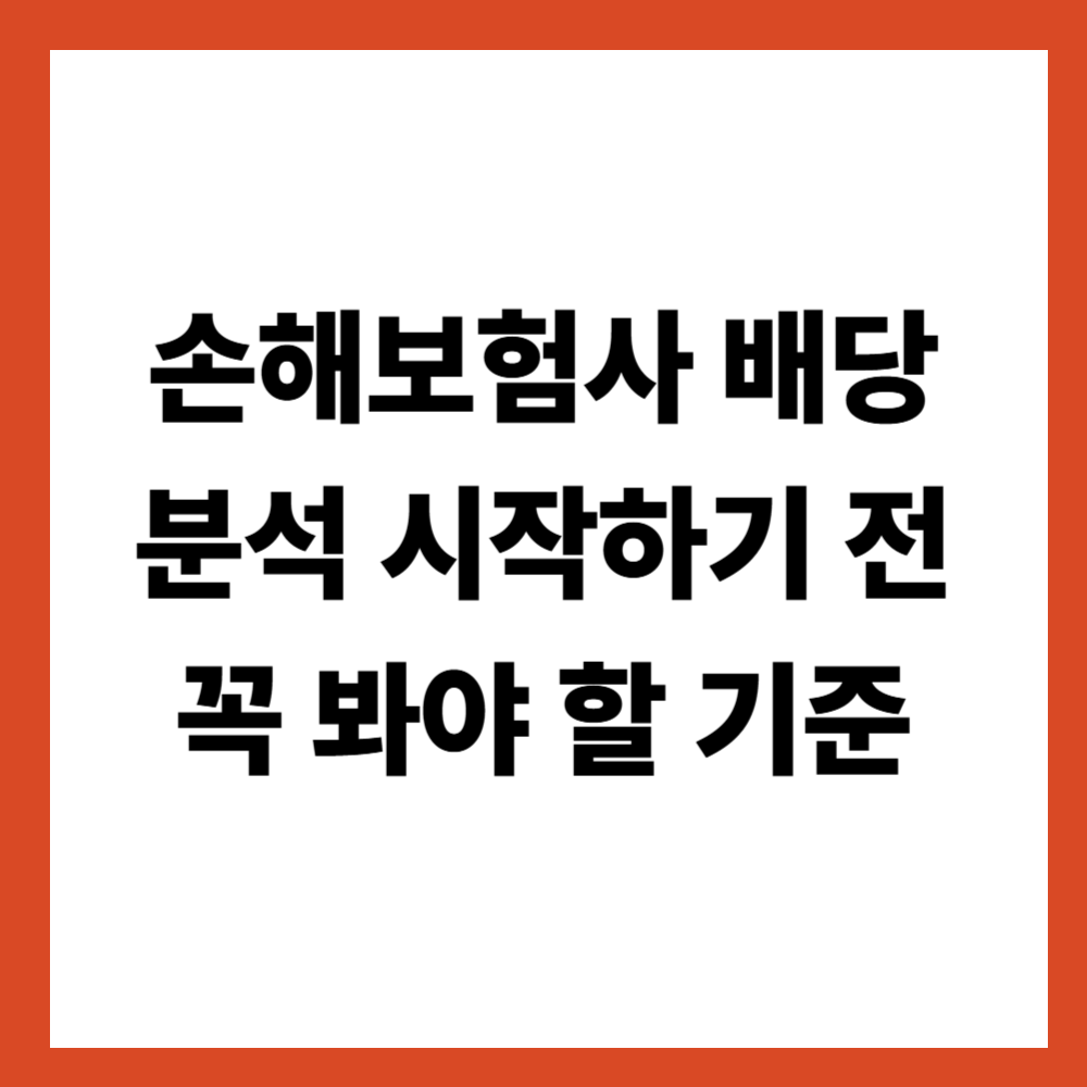 손해보험사 배당 분석을 시작하기 전에 꼭 봐야 할 기준