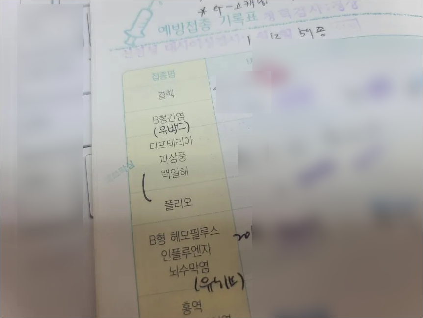 예방접종 기록표