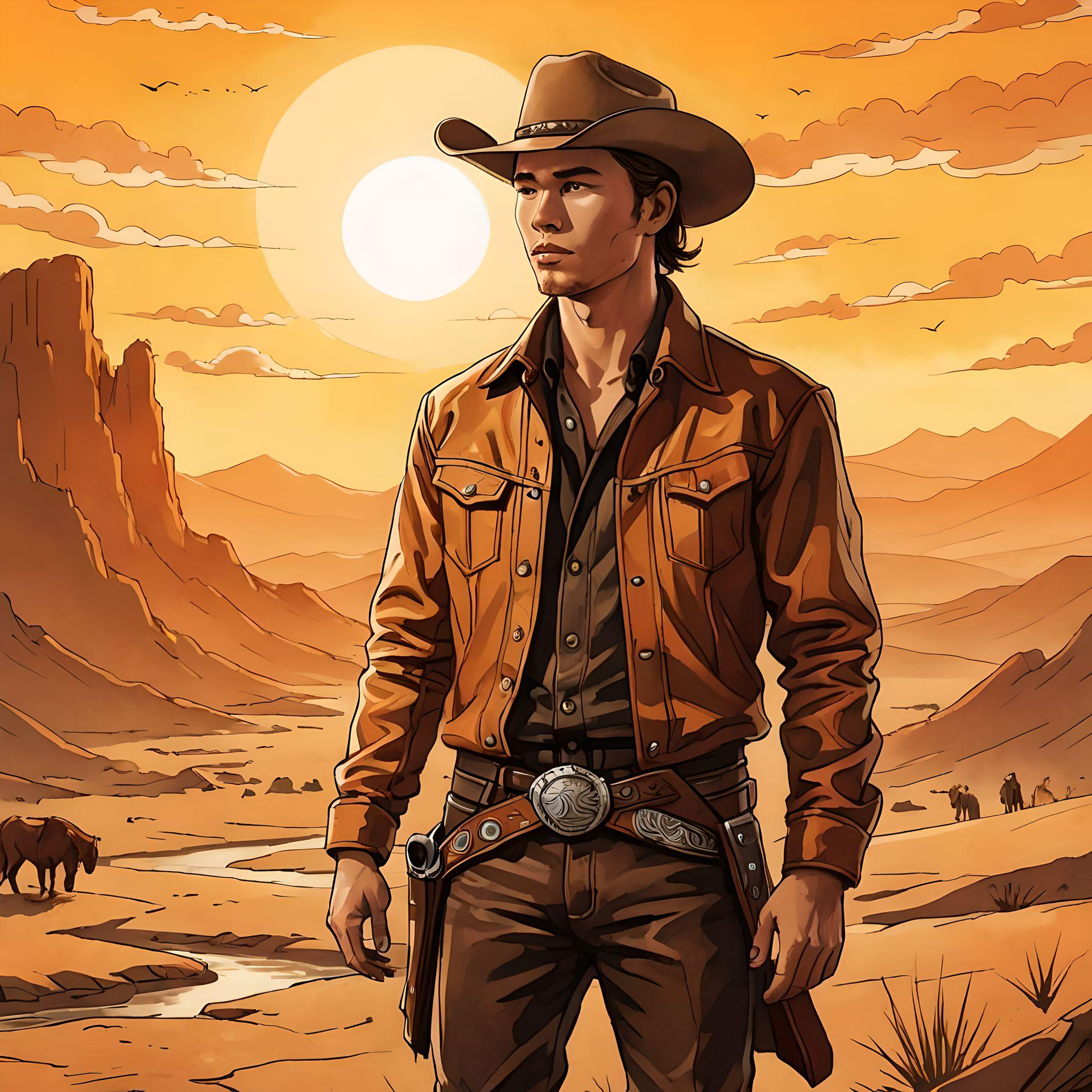 서부영화 남자 주인공이 서있는 사진