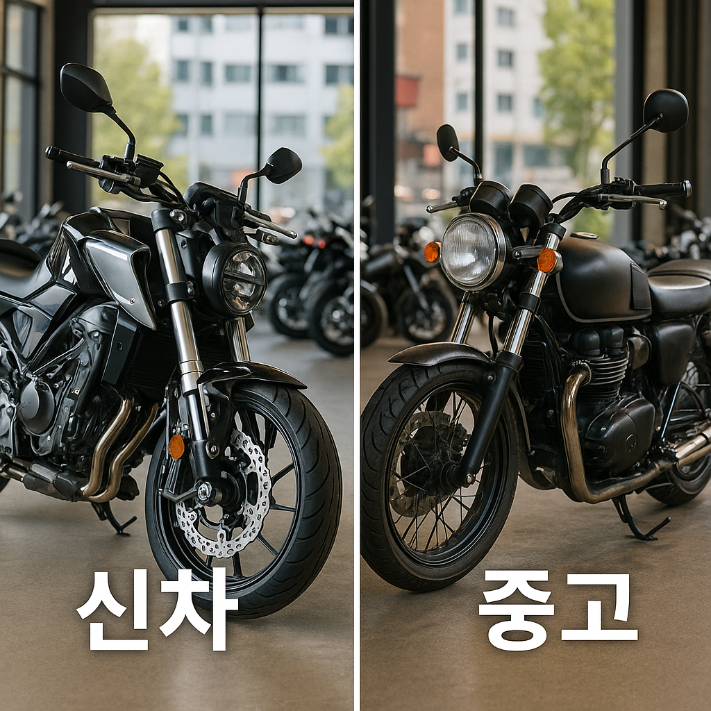 신차와 중고를 비교하는 사진