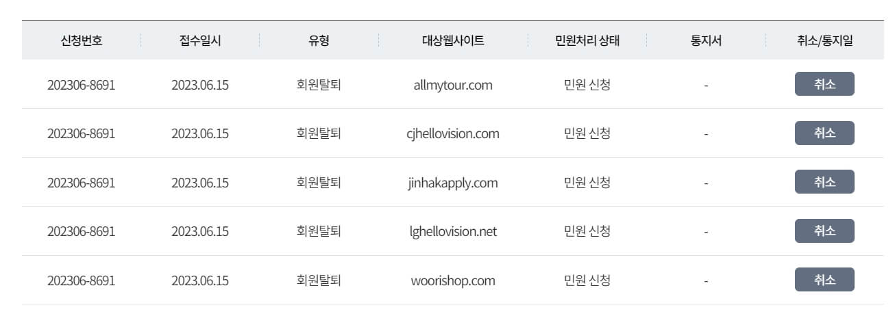 털린 내정보 찾기 서비스로 회원 탈퇴하기