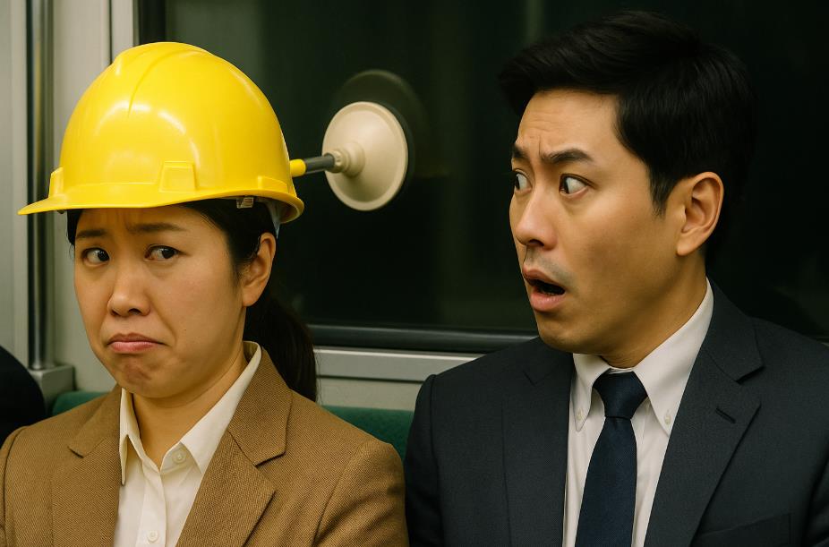 지하철 머리 고정 장치의 민망한 사용 장면