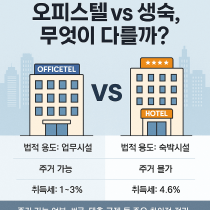 오피스텔 vs 생숙, 무엇이 다를까? 핵심 차이 완벽 정리!