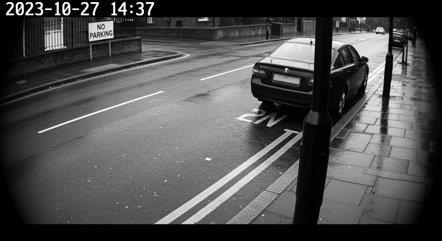 도로변 주정차 금지 표지판과 노면 표시