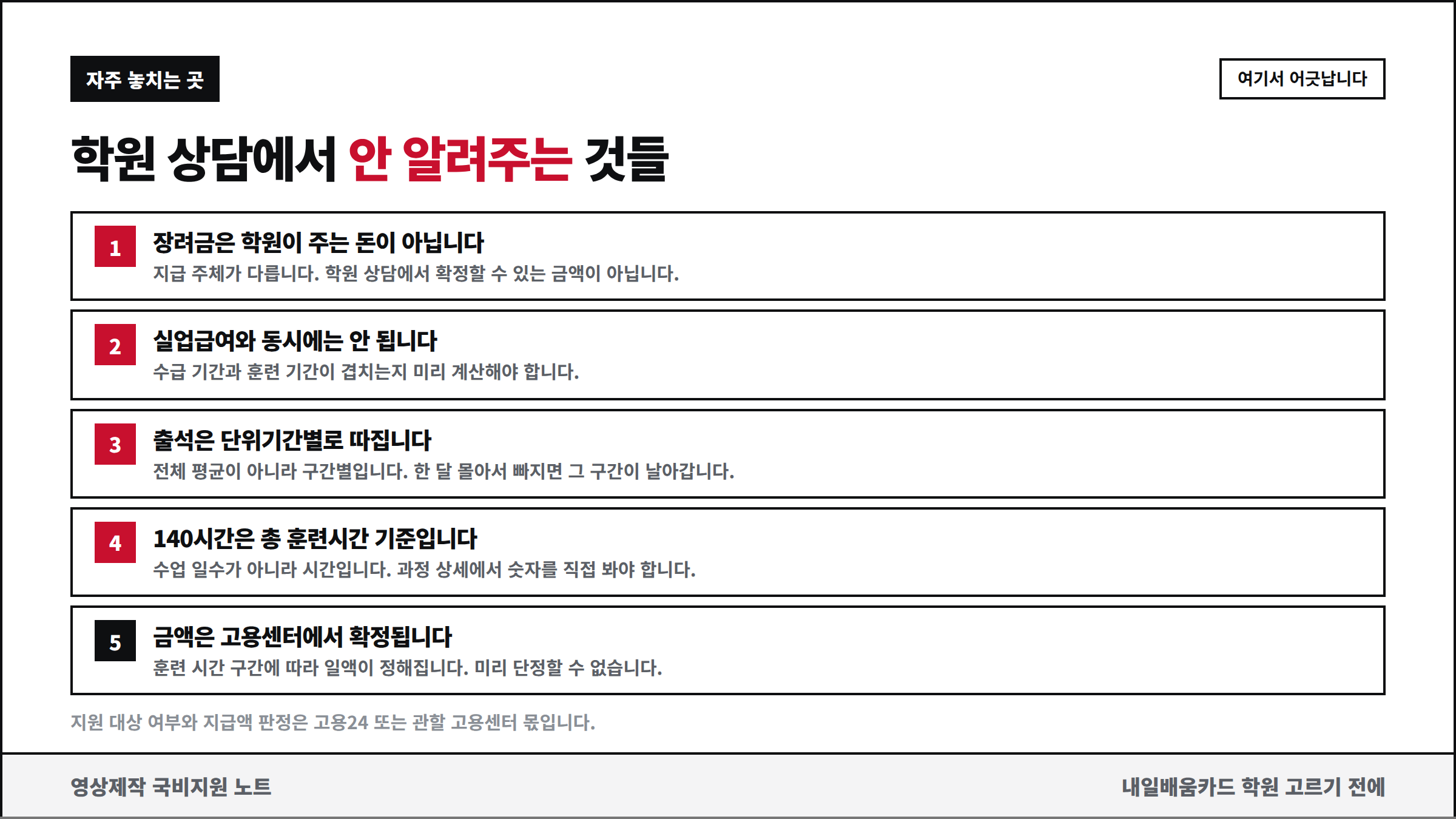 학원 상담에서 잘 안 나오는 훈련장려금 주의점 5가지