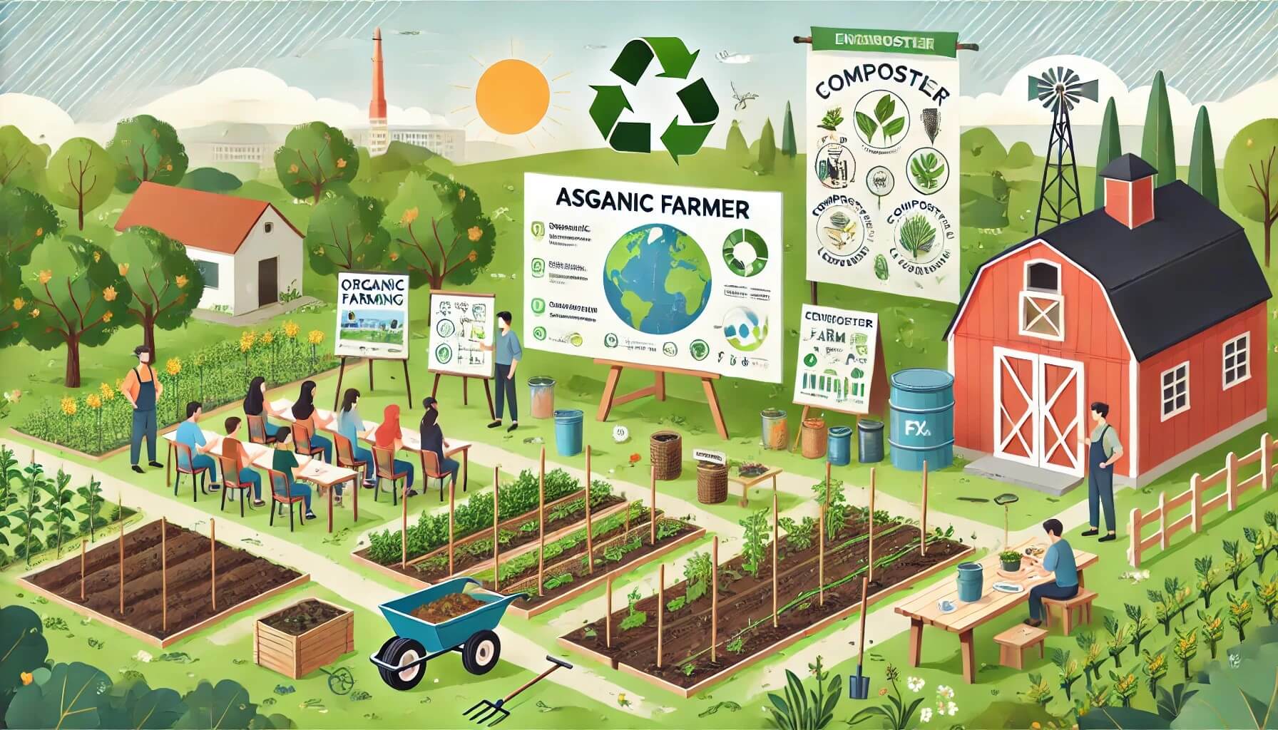 귀농과 유기농에 관련된 교육적 준비 내용을 보여주는 이미지