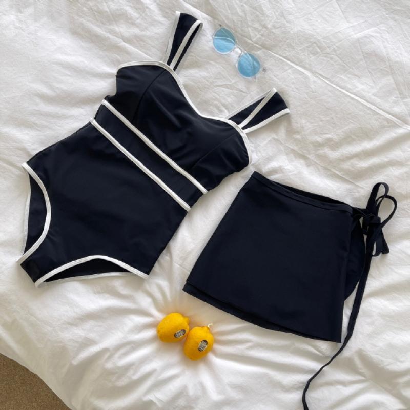랩스커트증정 모던 투웨이 라인 플레어 수영복 모노키니