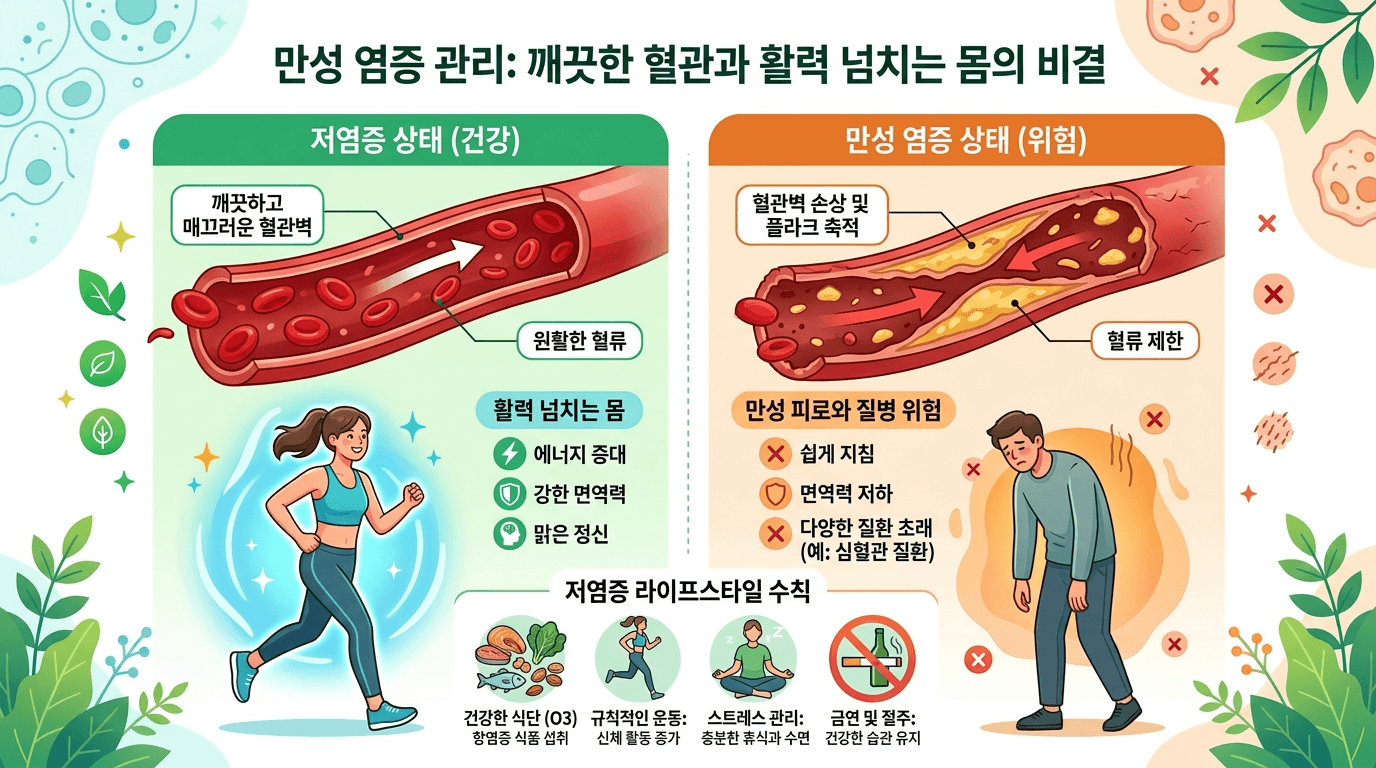 커큐민 섭취를 통해 염증 수치가 감소하고 면역력이 강화된 건강한 신체 상태