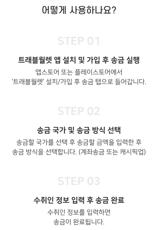 트래블 월렛 '송금' 방법