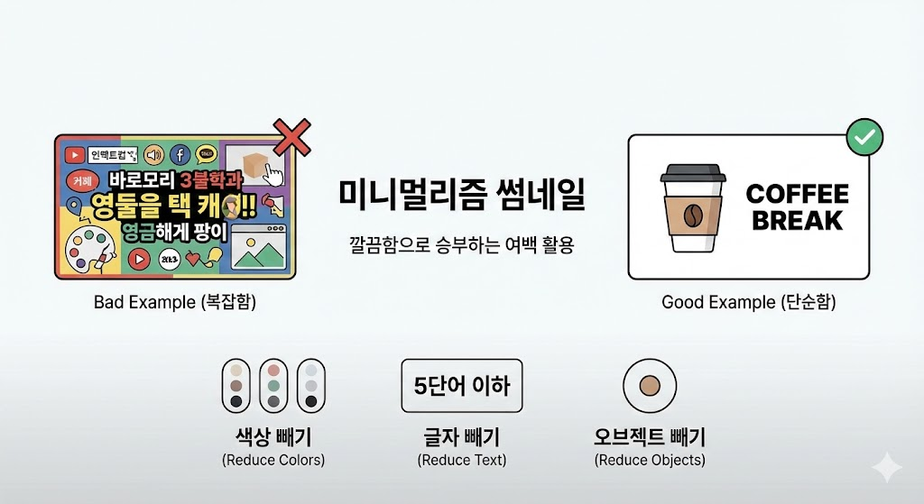 미니멀리즘 썸네일: 깔끔함으로 승부하는 여백 활용 디자인 원칙