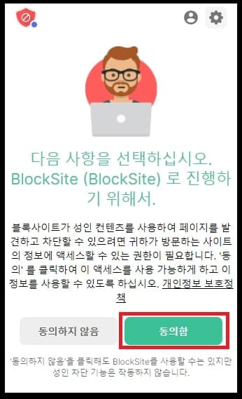 브라우저 확장 프로그램 사용권 동의