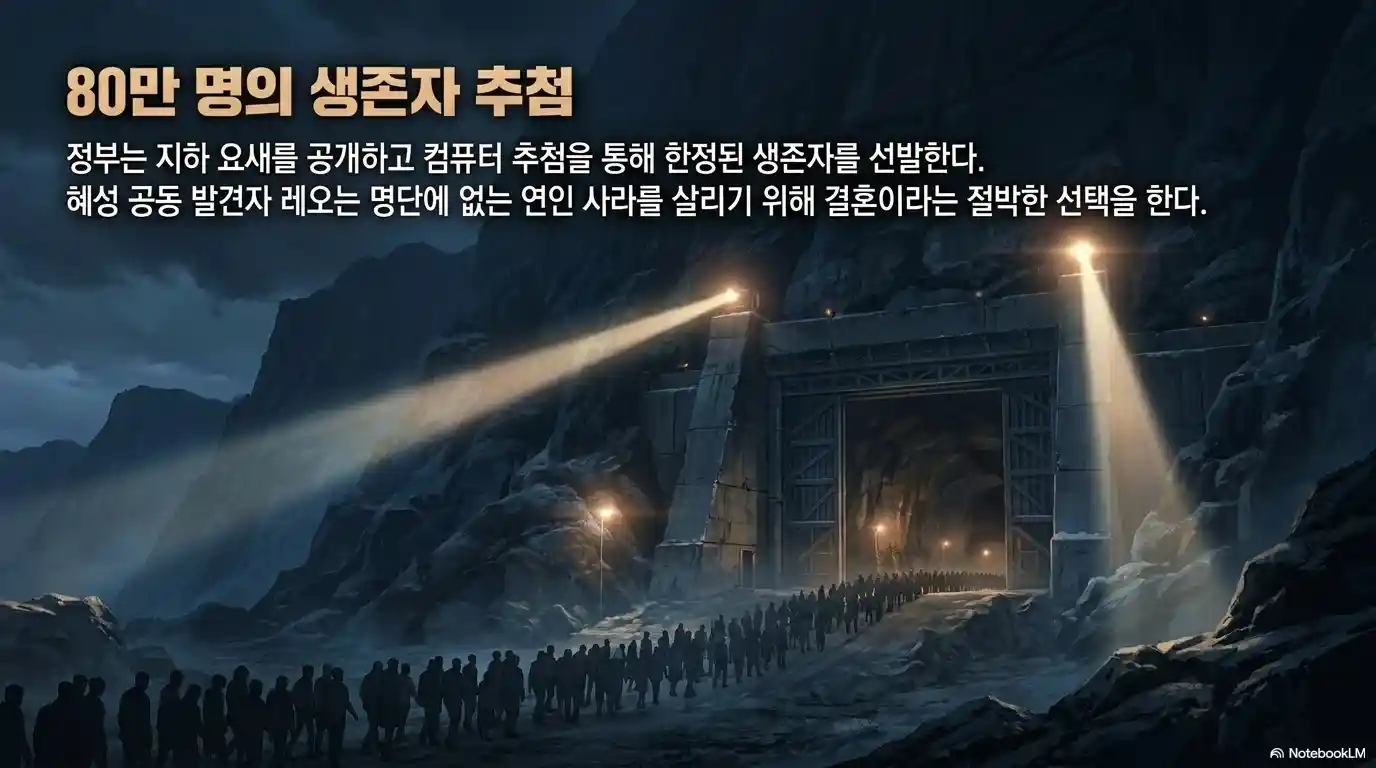 딥 임팩트 지하 요새 80만 명 생존 추첨 - 컴퓨터 선발 레오 사라 결혼으로 명단 합류