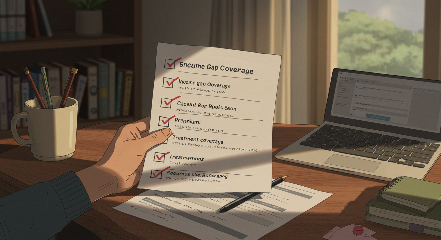 암보험 가입 전 확인 사항을 정리 중인 자영업자