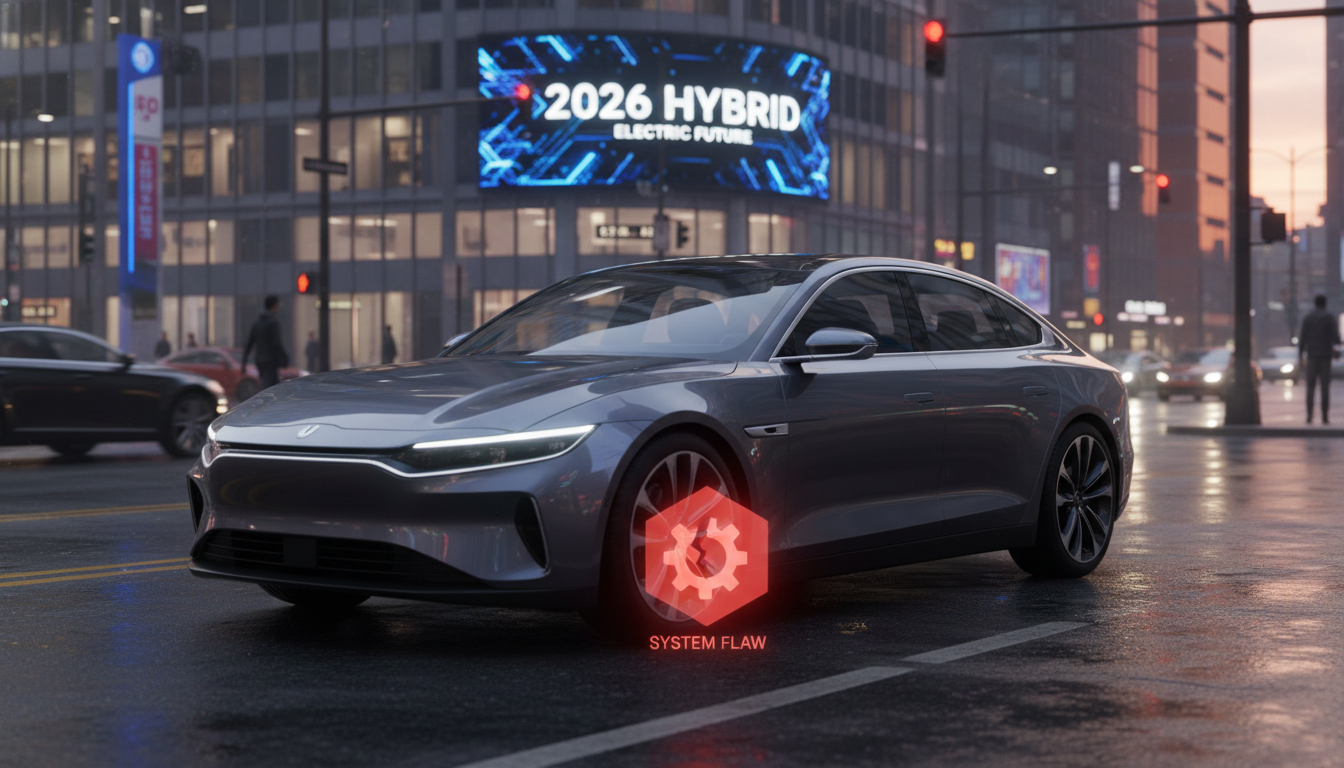 2026 더뉴그랜저 하이브리드 어두운 회색 차량과 도심 야경